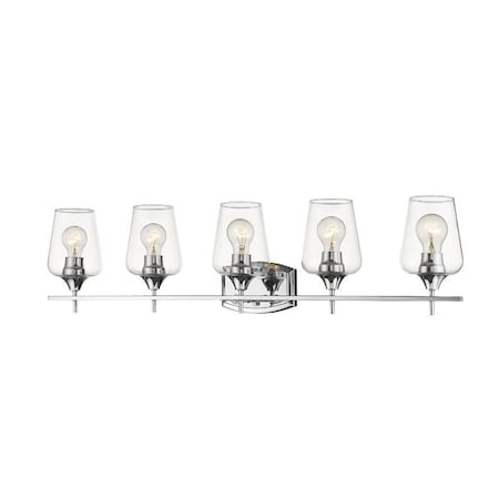 Z-Lite Joliet 5 Light Vanity, Chrome & Clear 473-5V-CH